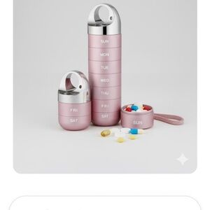 Pink Weekly Pill Organizer with Silver Accents